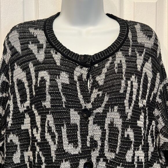 Olsen Europe Black/White Patterned Cardigan Size M (10) Nwot - Picture 2 of 14